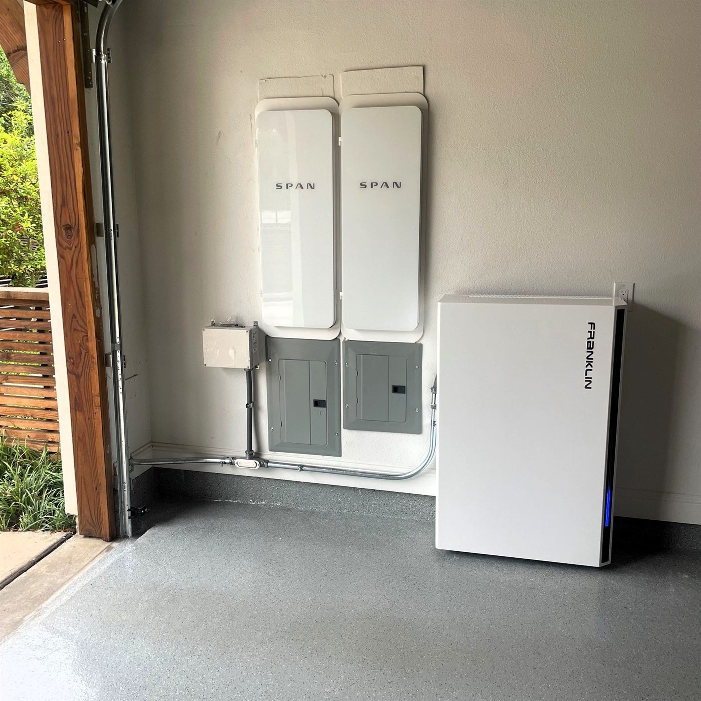FranklinWH home battery system installed on an exterior wall